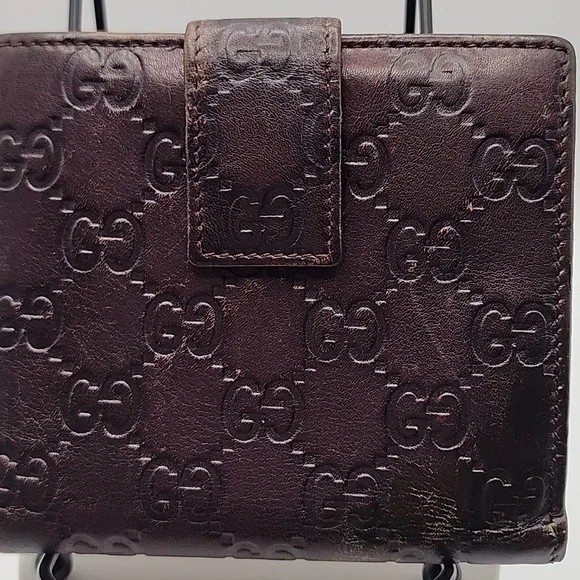 Gucci Dark Purple/Brown Leather Wallet with Gold Heart Logo‎ - Picture 4 of 13